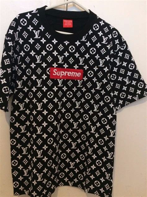 supreme louis vuitton t shirt black and gold